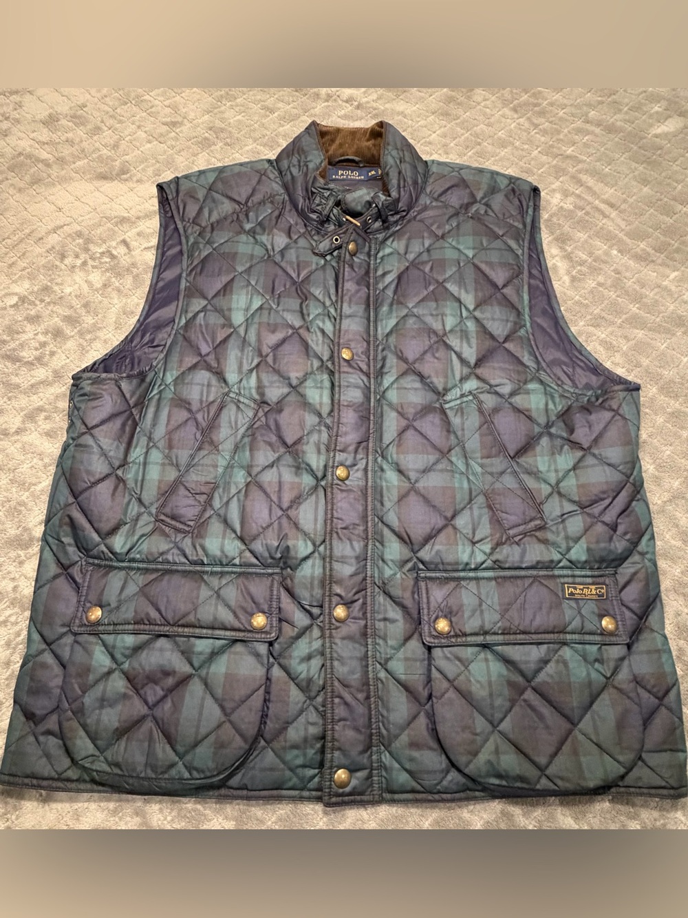 Polo Ralph Lauren Polo Club Quilted Black Watch Plaid Vest Men’s XXL